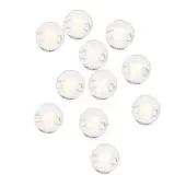 Glass globe lights, clear material, twelve spheres arranged in triangular formation with warm white LED illumination on white background.