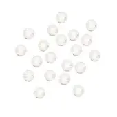 Glass sphere pendant lights, clear finish, clustered arrangement with warm-toned bulbs against a white backdrop.
