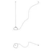 Lighting fixture line drawings, black on white, showing curved cable designs with rounded and angular base variations.