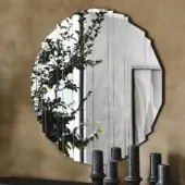 Distinguished Cattelan Italia Stripes mirror crafted in reflective glass with vertically arranged stripes and silvery tones