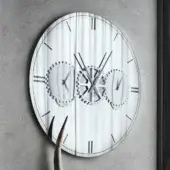 Superior Cattelan Italia Times mirror crafted in mirrored glass with steel details displaying hour marks and inner clock faces