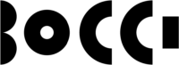 Black sans-serif lettering spelling a word with fragmented letterforms on a flat muted green background