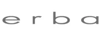 Gray sans-serif letters spelling “erba” are horizontally aligned on a plain white background with even spacing