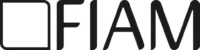 Dark geometric rectangle and bold capital letters spelling “FIAM” aligned on a bright white background