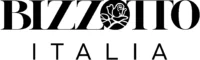 Bizzotto logo, black floral emblem replacing the 'Z', serif typeface above 'ITALIA' in sans-serif, white background.
