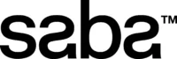 Saba logo, black sans-serif typography, rounded letterforms with a vertical bar element for brand recognition.
