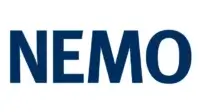 Nemo lighting logo, navy blue sans-serif typography, minimalist design with bold capital letters on a white background.