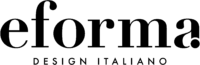 Eforma logo in black text over olive green, featuring a serif typeface with stylized “e”, and “DESIGN ITALIANO” text below.