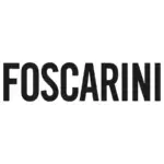 Foscarini logo, black sans-serif typography on white background, modern geometric typeface, minimalist brand identity, evenly spaced letters.