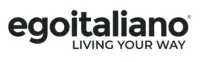 egoitaliano logo, black sans-serif typography, vertically stacked text with registered trademark symbol, white background, centered tagline.