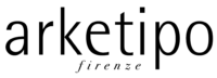 Arketipo logo, black and white line art, symmetrical wing design with curved elongated shapes extending from a central point.