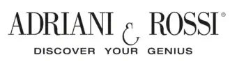 Adriani & Rossi logo, white background, serif typography, ampersand symbol, registered trademark, “DISCOVER YOUR GENIUS” tagline.