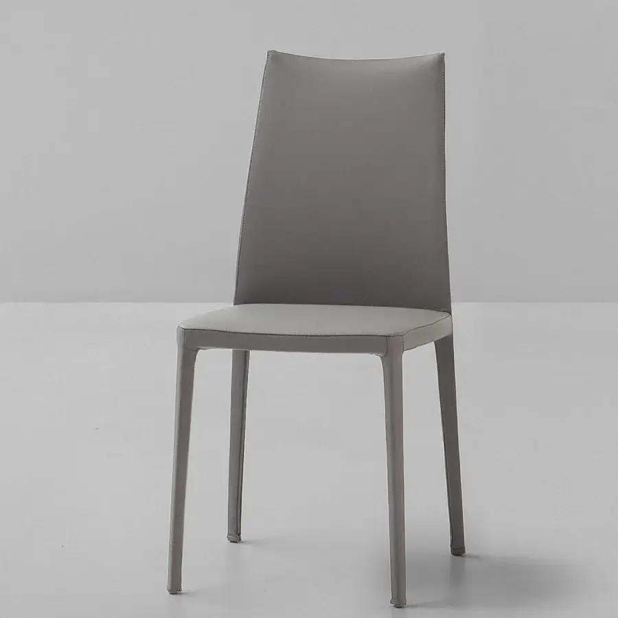 Sophisticated Bonaldo Kayla up chair exhibits smooth matte gray upholstery with slender legs and a curved backrest