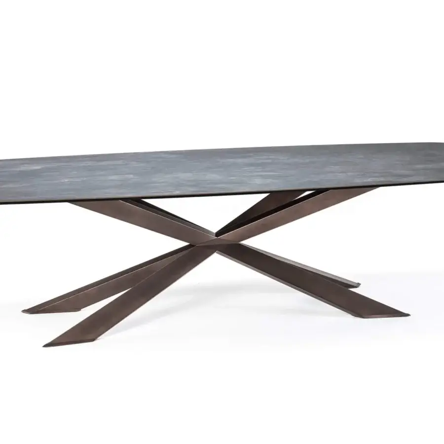 Elegant Cattelan Italia Spyder table with Ardesia ceramic top and matt graphite painted steel base