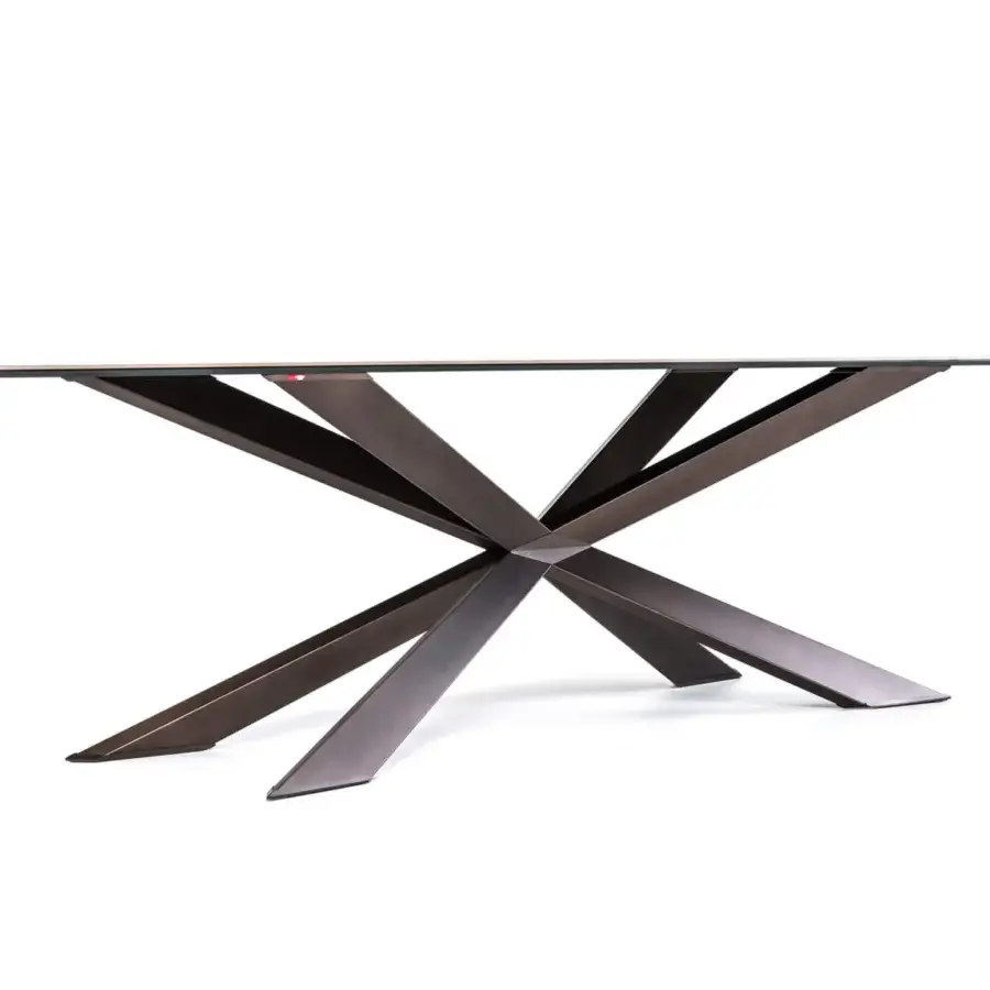 Superior Cattelan Italia Spyder table with zinc brown ceramic top and satin bronze painted steel base