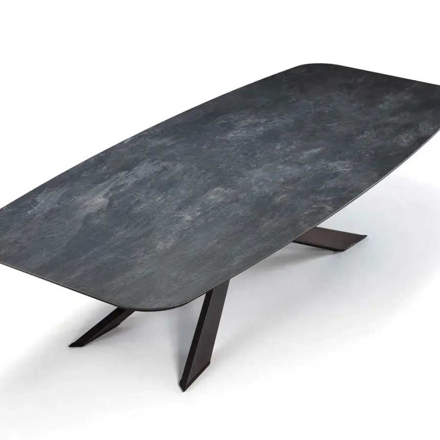 Exceptional Cattelan Italia Spyder table with Ardesia ceramic top and matte graphite painted steel base