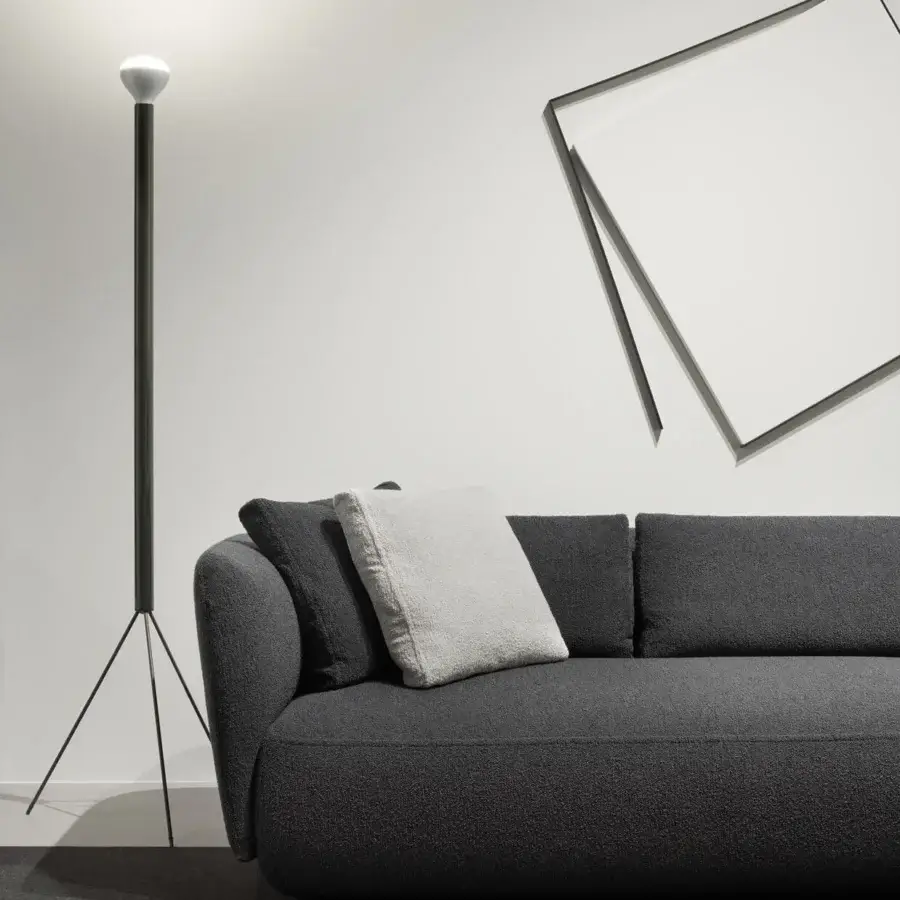 Superior MDF Italia Cosy sectional with rounded form upholstered in textured dark gray textile ensuring utmost comfort and effortless maintenance