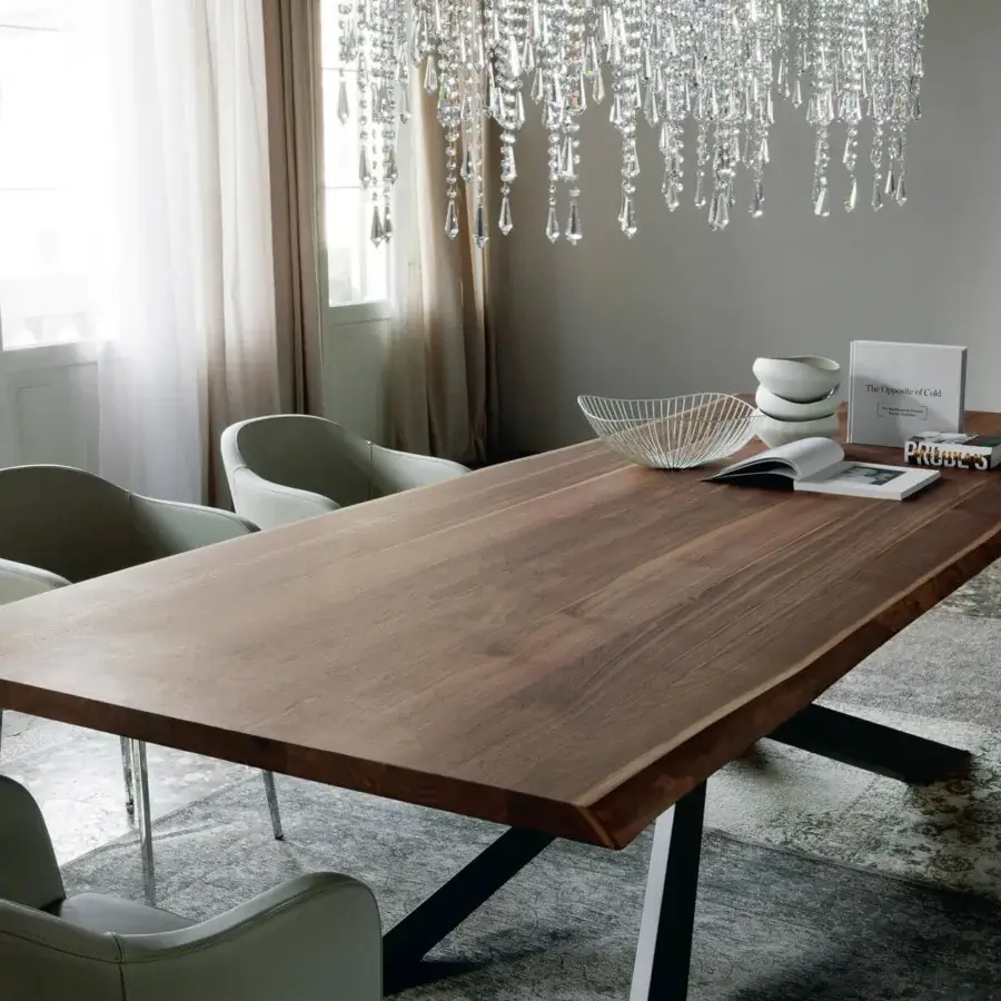 Superior Cattelan Italia Spyder Wood table crafted with a Canaletto walnut top and black painted steel base