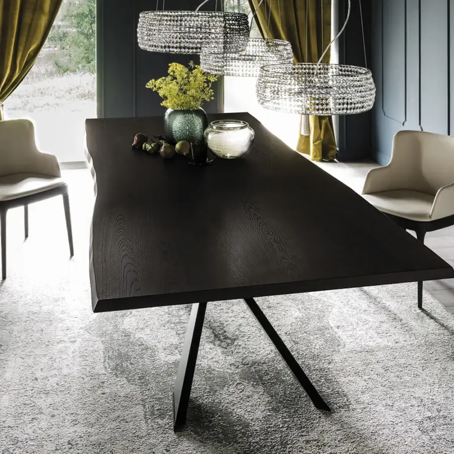 Superior Cattelan Italia Spyder Wood table with a Canaletto walnut top and graphite painted steel base