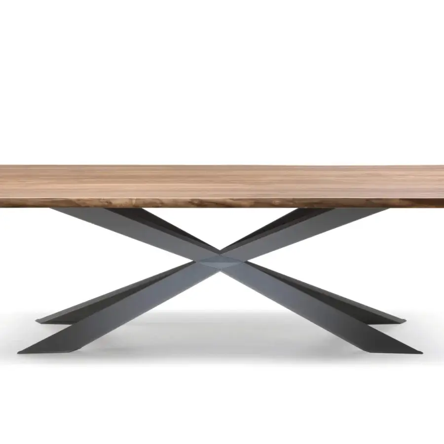 Superior Cattelan Italia Spyder Wood table with a graphite painted steel base and Canaletto walnut top exhibiting a smooth finish