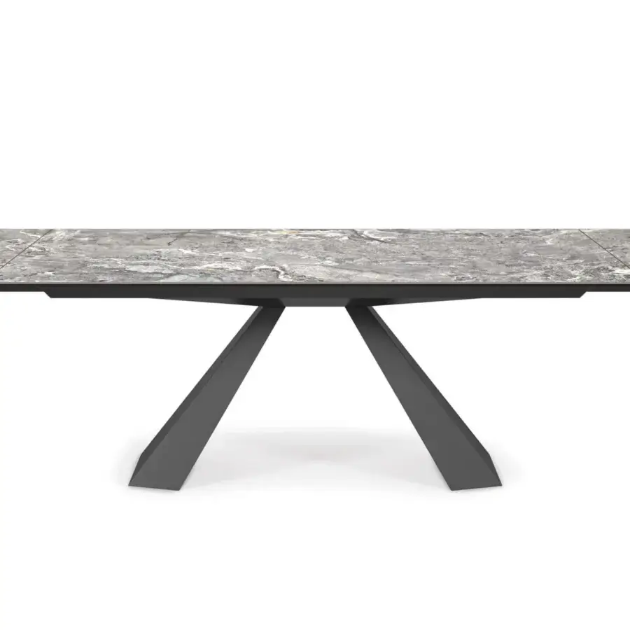 Distinguished Cattelan Italia Eliot Keramik table with a matt Ardesia Marmi ceramic top and dark graphite embossed lacquered steel base