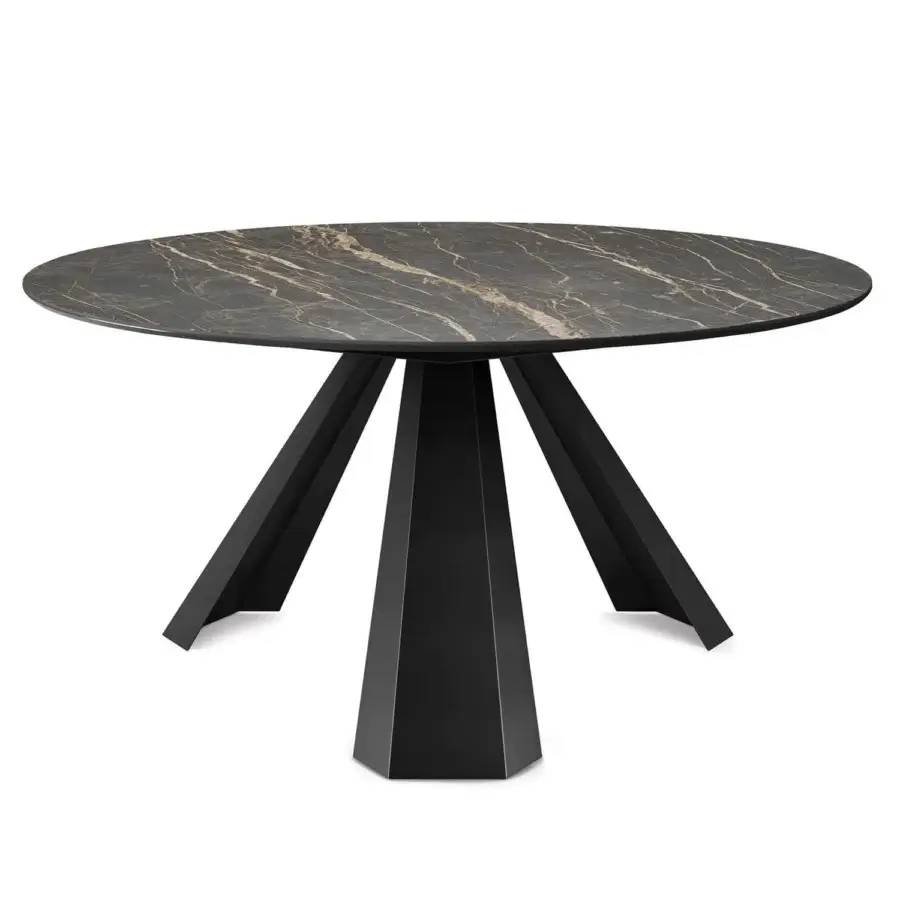Superior Cattelan Italia Eliot Keramik table with dark gray ceramic top and matte black embossed lacquered steel base