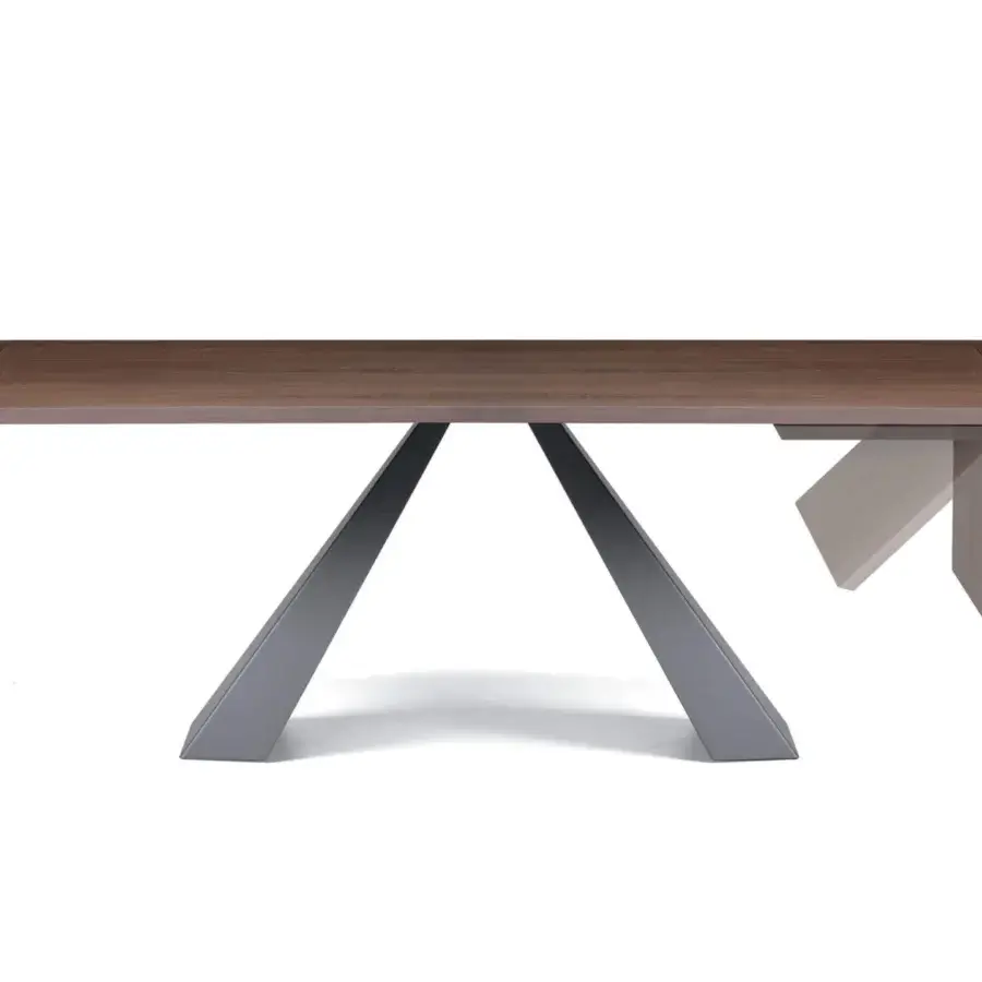 Distinguished Cattelan Italia Eliot Wood Drive table with Canaletto walnut top and graphite embossed lacquered steel base