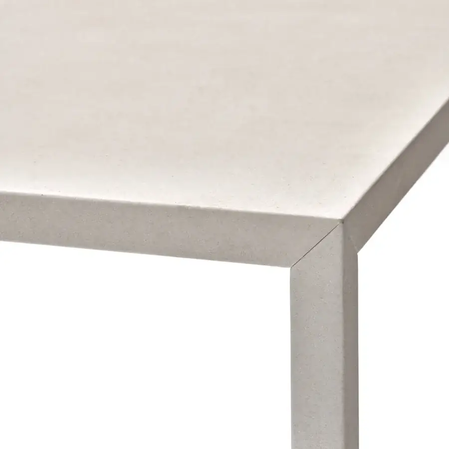 Elegant MDF Italia Tense Material table with light gray brushed brass plate and transparent acrylic cover
