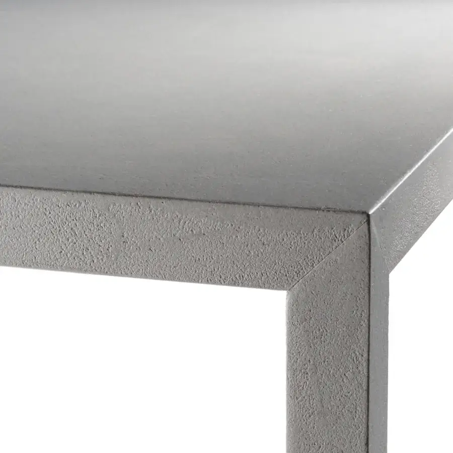 Superior MDF Italia Tense Material table crafted in brass plate with a matte brushed finish and subtle tonal variations