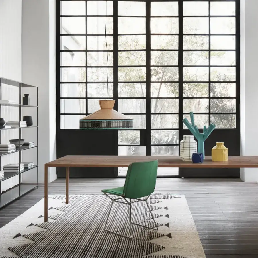 Superior MDF Italia Tense conference table in warm medium brown with matte lacquer finish