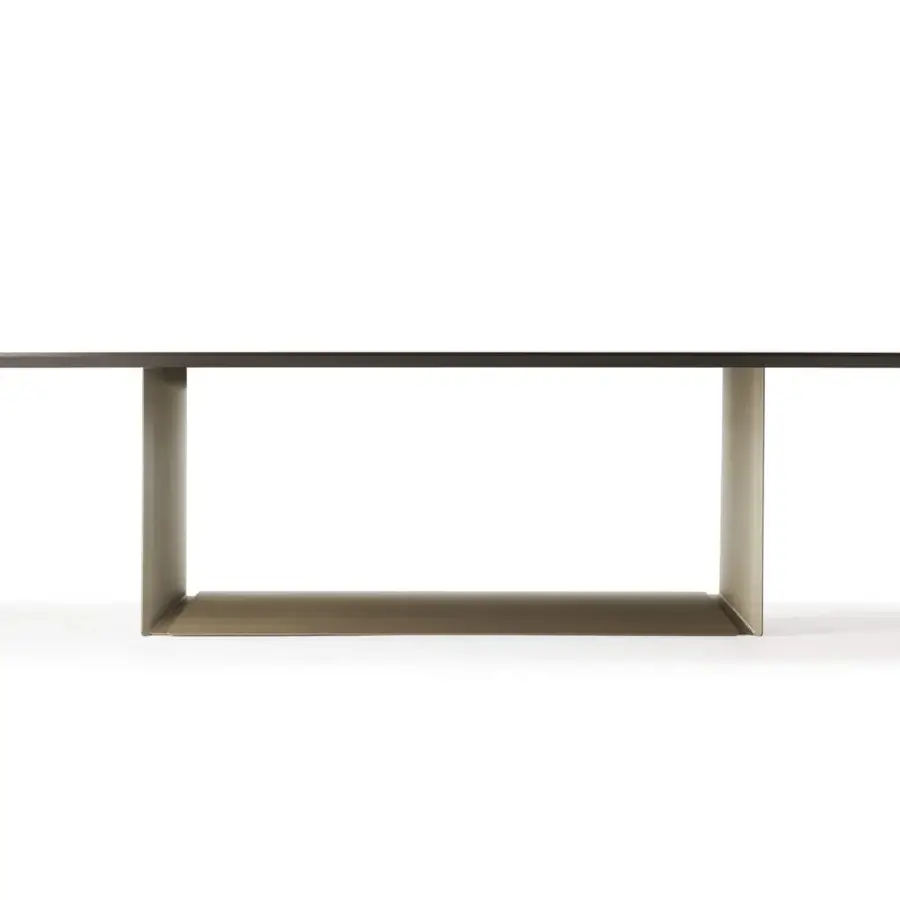 Superior Cattelan Italia Dragon table with graphite embossed lacquered steel base and Canaletto walnut top in matte finish
