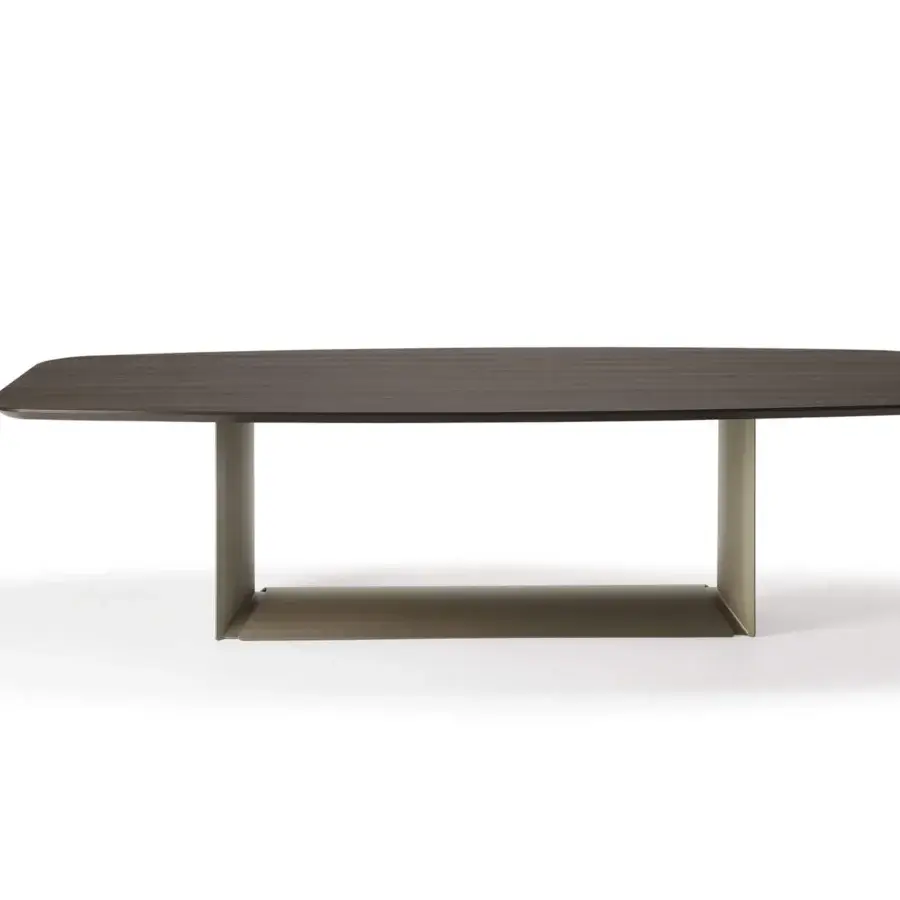 Meticulous Cattelan Italia Dragon table crafted with Canaletto walnut and graphite embossed lacquered steel base with brushed finish