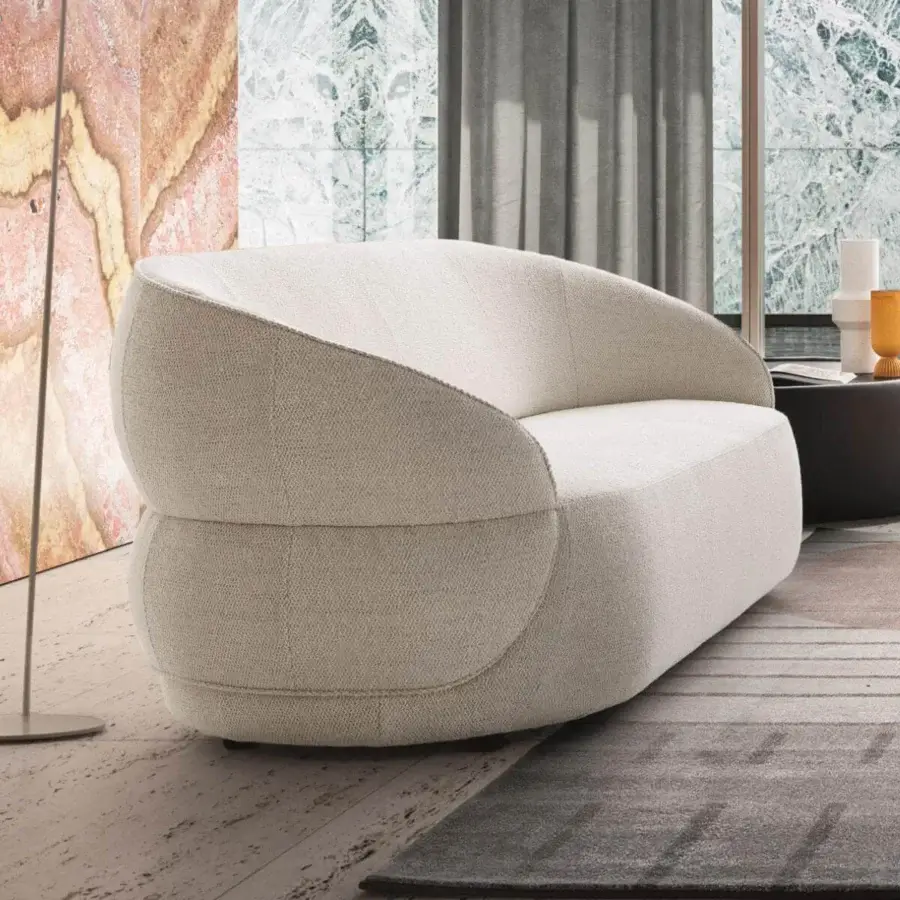Distinguished Ditre Italia Clip sofa with enveloping comfort in light neutral textile and textured finish