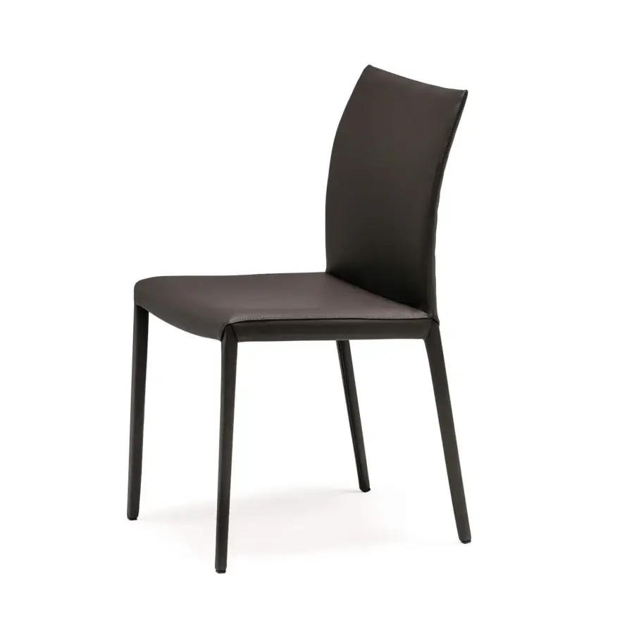 Exclusive Cattelan Italia Norma chair in smooth soft leather with a sleek steel frame and gently curved backrest