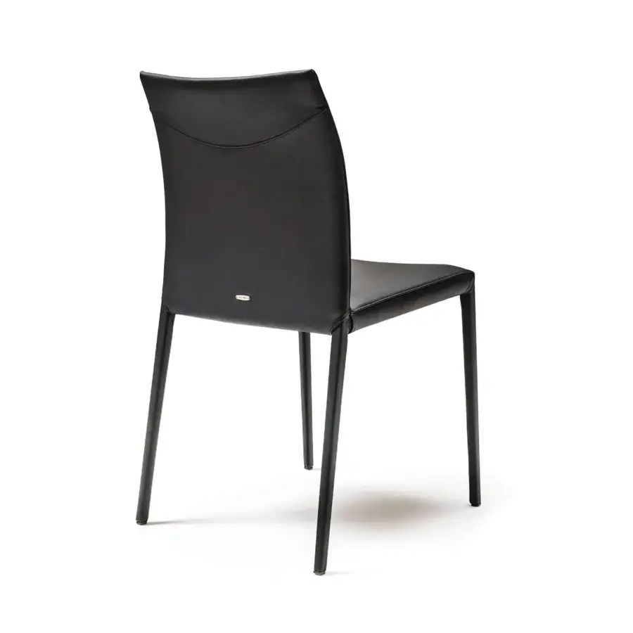 Elegant Cattelan Italia Norma chair in black soft leather with a continuous black metal frame