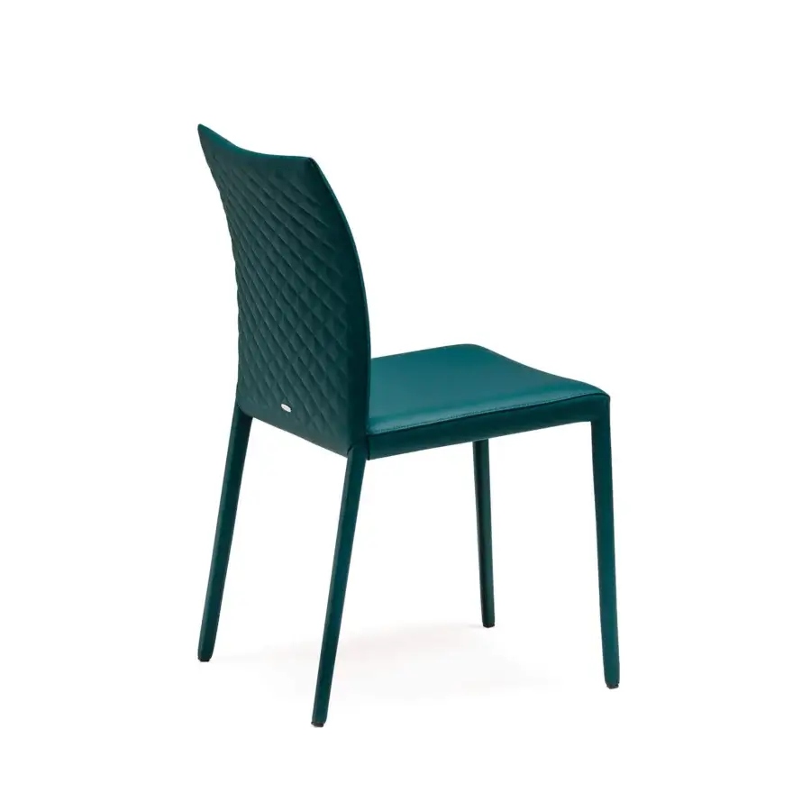Distinctive Cattelan Italia Norma Couture chair with teal synthetic leather upholstery and angular steel frame built with matte finish