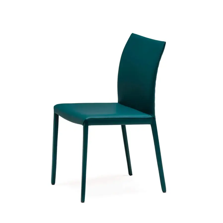 Distinguished Cattelan Italia Norma Couture chair in teal synthetic leather with quilted seatback and steel frame
