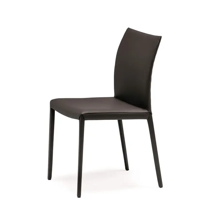Exceptional Cattelan Italia Norma Couture chair upholstered in dark brown synthetic leather with matching finish legs