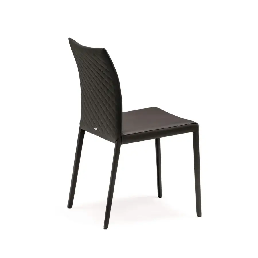 Distinguished Cattelan Italia Norma Couture chair in dark brown soft leather with quilted seatback and sleek matte finish