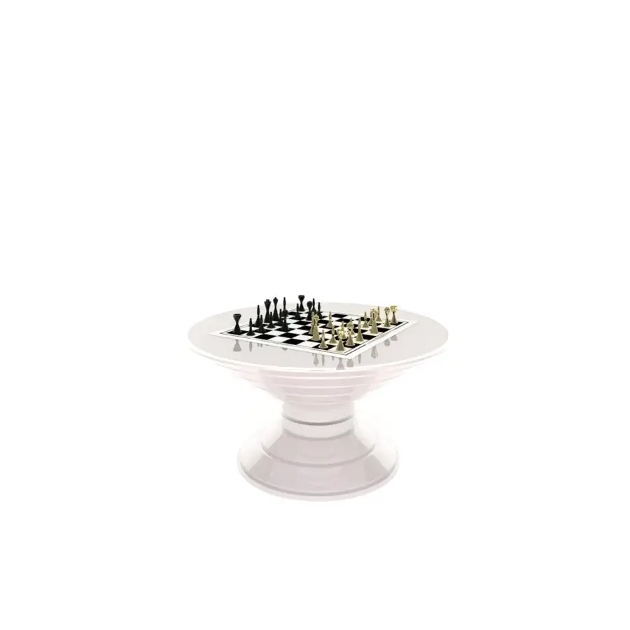 Distinguished Vismara Scaccomatto table with glossy white lacquered tempered glass, inlaid ebony, erable wood and mother-of-pearl