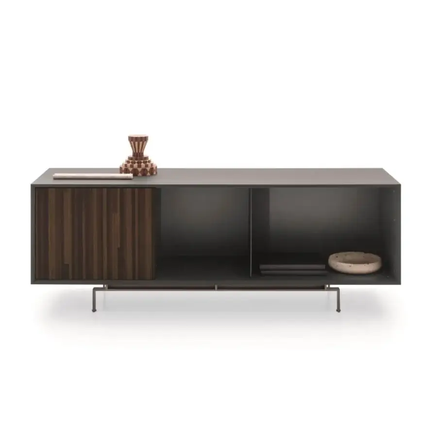 Elegant Ditre Italia Eric sideboard with medium-dark gray matte finish and contrasting vertical wood grain