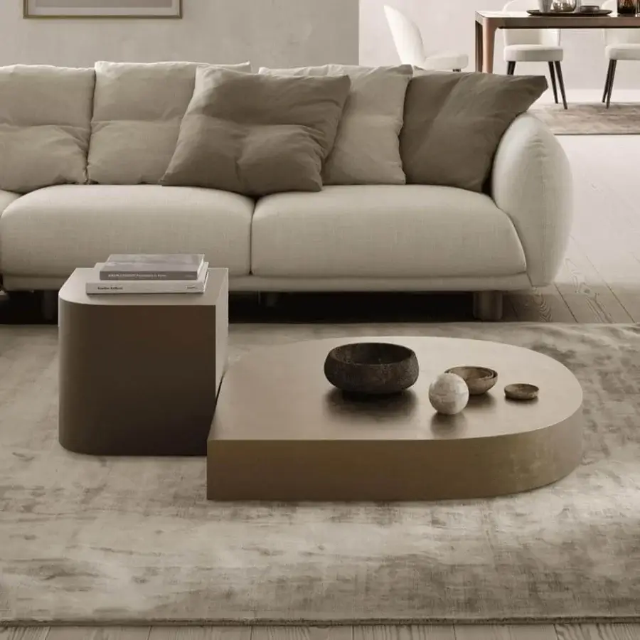Distinguished Presotto Drop Coffee Table low tables in warm matte lacquered bronze or brown hues with clean lines