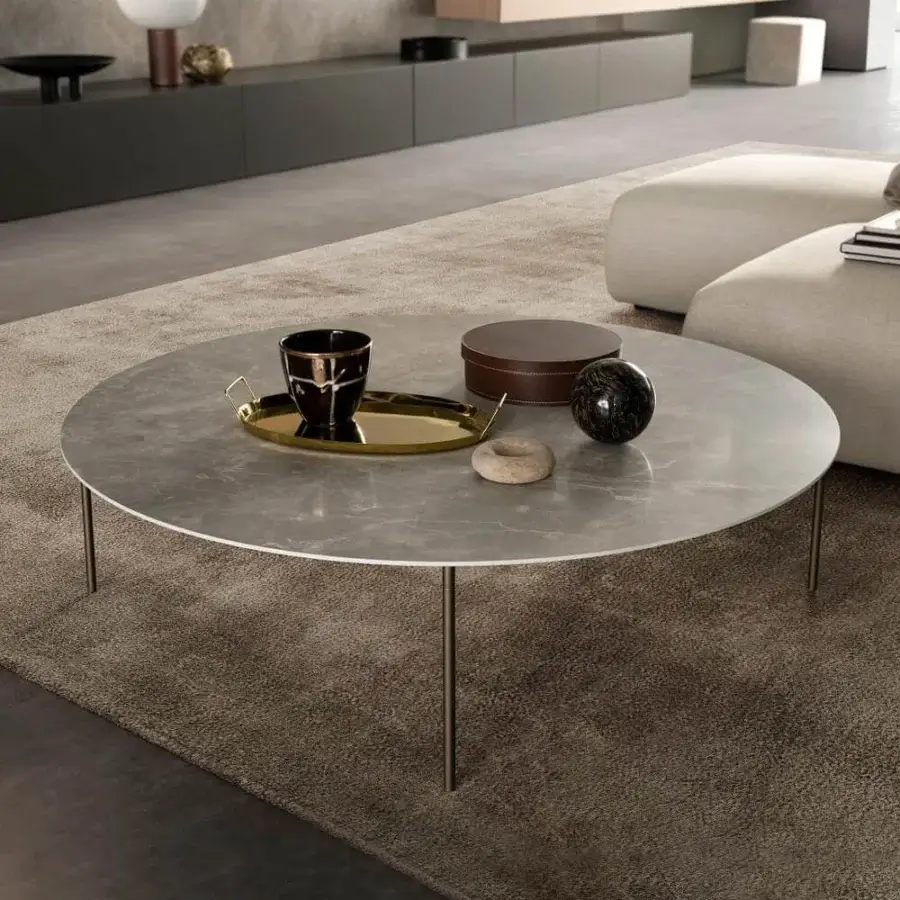 Superior Presotto Darwin coffee table with a glossy marble effect top and dark bronze metal legs