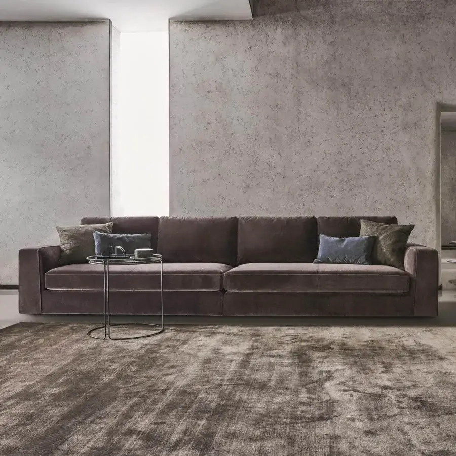 Superior Ditre Italia Loman sofa with deep brown textile and metal accessories in lacquer finishes