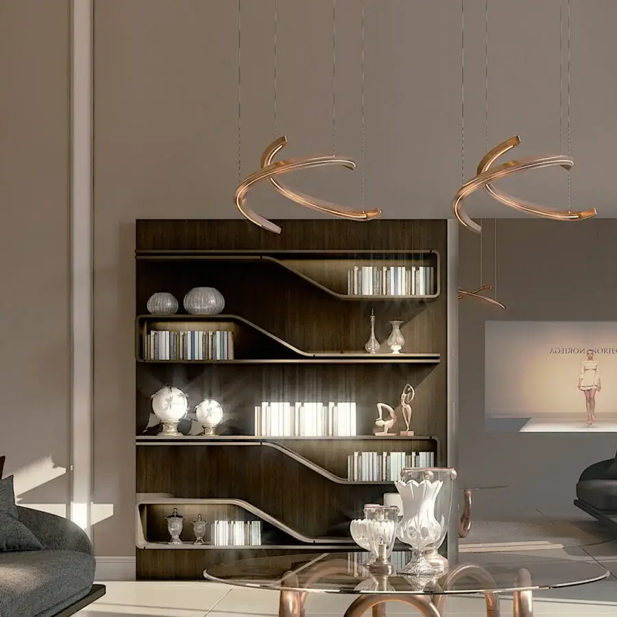 Exceptional Reflex Speedform suspension lamp crafted in Italy with a warm golden metallic pendant and LED lighting