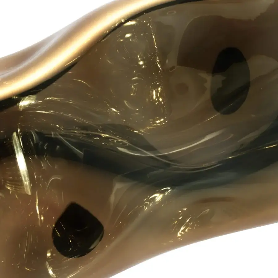 Exceptional Reflex Dandolo suspension lamp crafted in warm light brown Murano glass with glossy finish