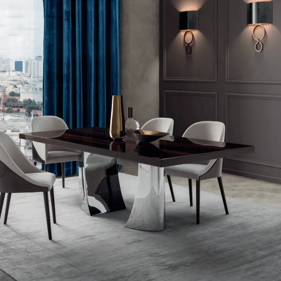 Superior Costantini Pietro Shell chair crafted in Italy with light textile and dark wood legs