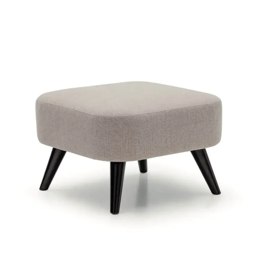 Elegant Costantini Pietro Shell lounge chair upholstered in light gray textile with sleek black glossy wood legs