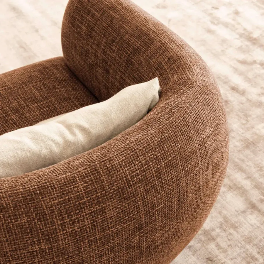 Sophisticated Presotto Bali lounge chair with textured brown textile upholstery and refined Peltro painted base