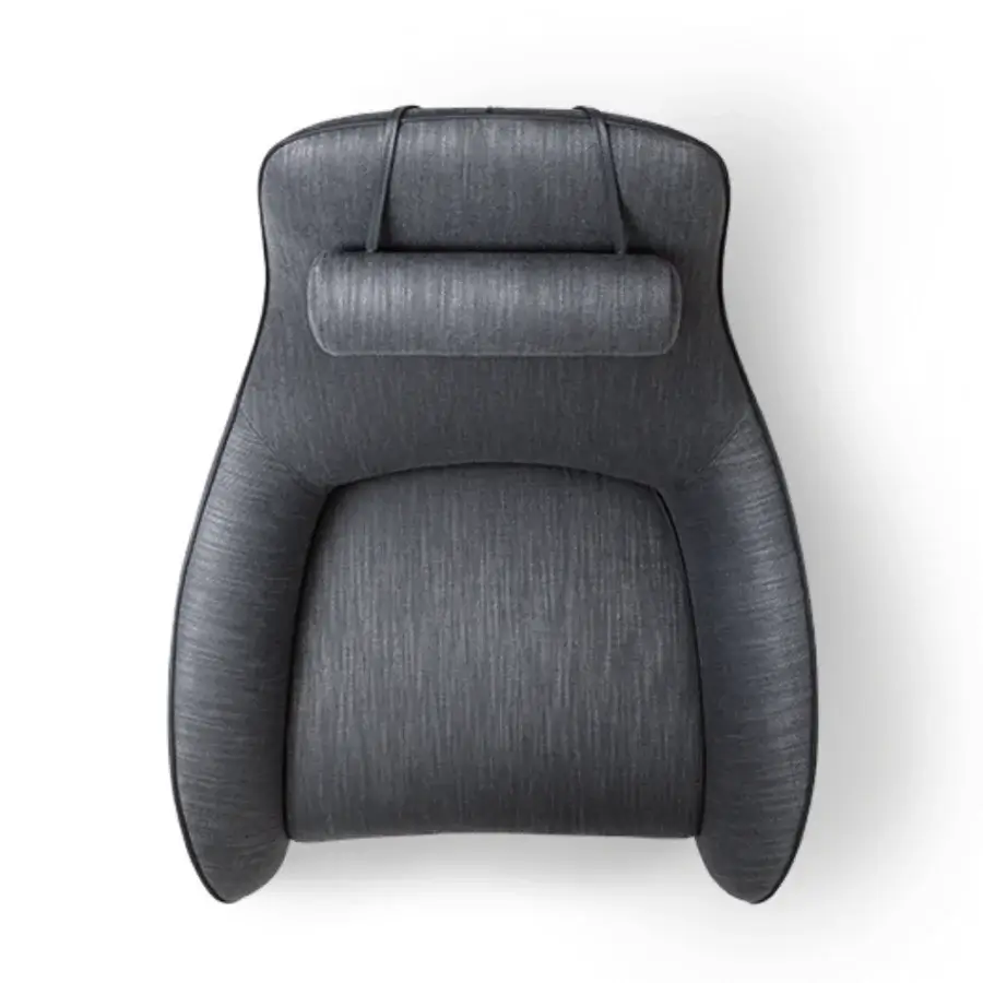 Exceptional Giorgetti Tie XL lounge chair with dark gray fabric and leather upholstery, built with a solid ash wood base